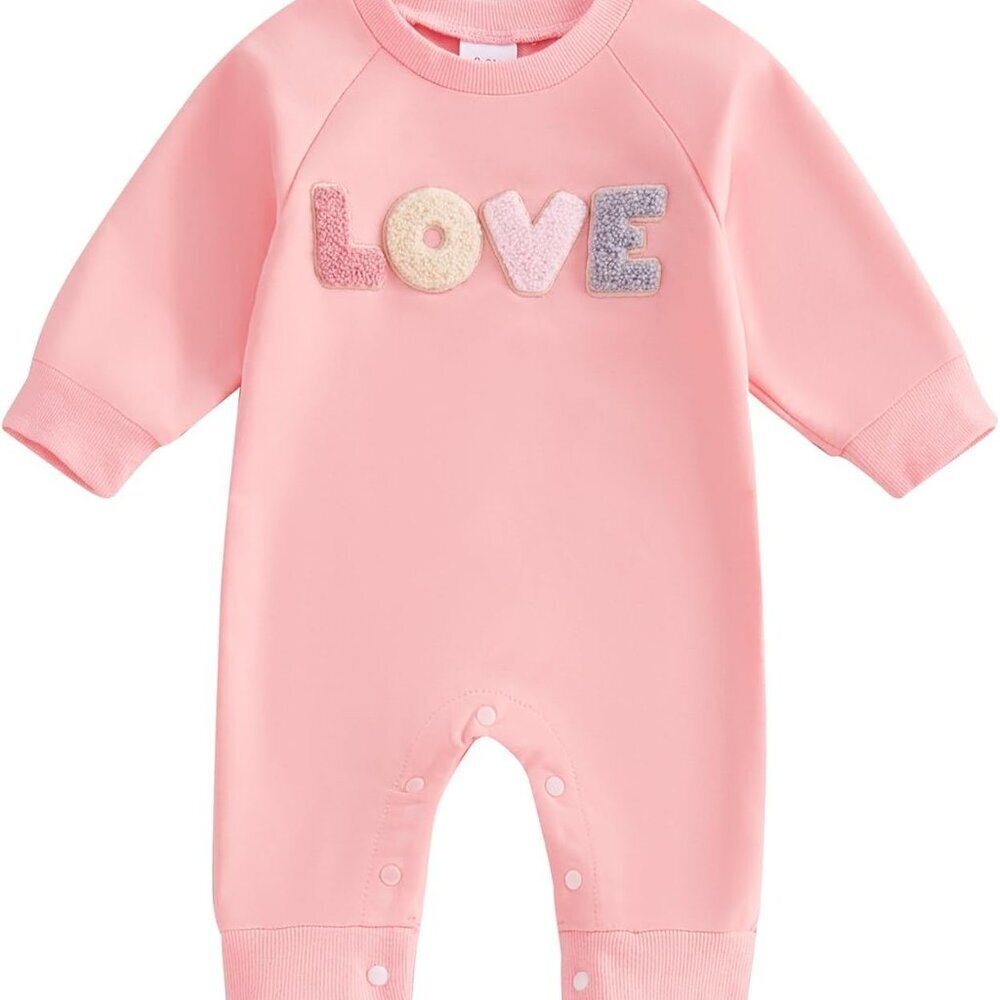 Cute Infant LOVE Romper for Baby Girls - Ideal Valentine Outfit 0-18 Months